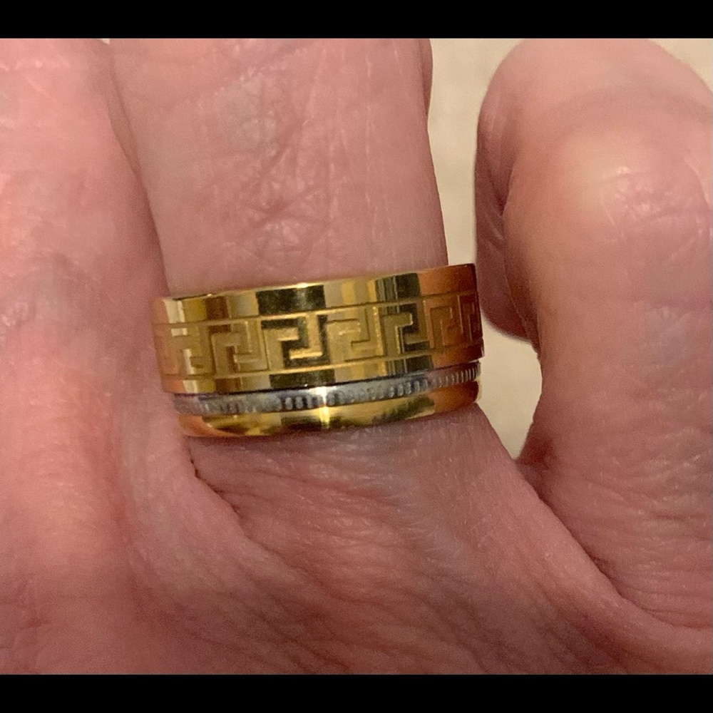 New Gold Filled GREEK style Wedding Band Size 5.5
